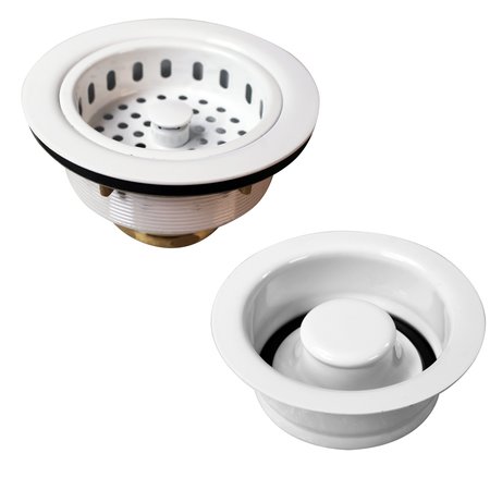 WESTBRASS Post Style Large Kitchen Basket Strainer W/ InSinkErator Style Disposal Flange & Stopper in Powderco D2165-50